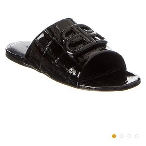 BALENCIAGA BB CROC. EMBOSSED PATENT SANDAL